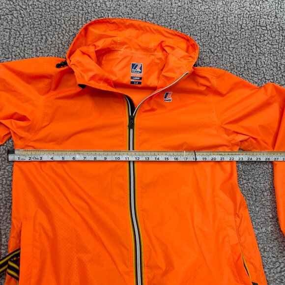 K‑Way Le Vrai 3.0 Orange Hooded Waterproof Windbreaker Rain Jacket Men's L - Picture 10 of 14